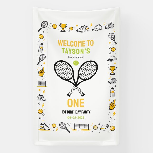 It’s Game Time Tennis 1st Birthday – Fun Kids  Banner (Vertikal)