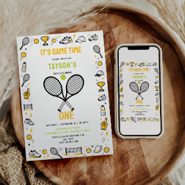 It’s Game Time Tennis 1st Birthday – Fun Kids Einladung