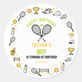 It’s Game Time Tennis 1st Birthday – Fun Kids Runder Aufkleber