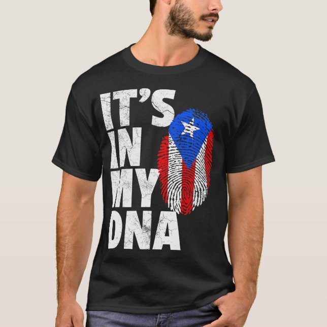 IT_S IN MEINE DNA Puerto Rico Flaggenstaatenkonfer T-Shirt (Vorderseite)