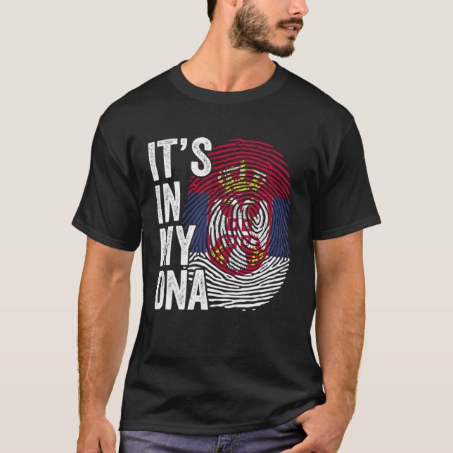 It s In My DNA Cool Srbija Fingerprint Serbia Serb T-Shirt (Vorderseite)