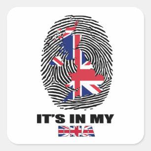 It’s In My DNA UK Patriotic United Kingdom British Quadratischer Aufkleber