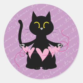 IT S LIEBE - Niedlicher Schwarz Kat & Herz Sticker
