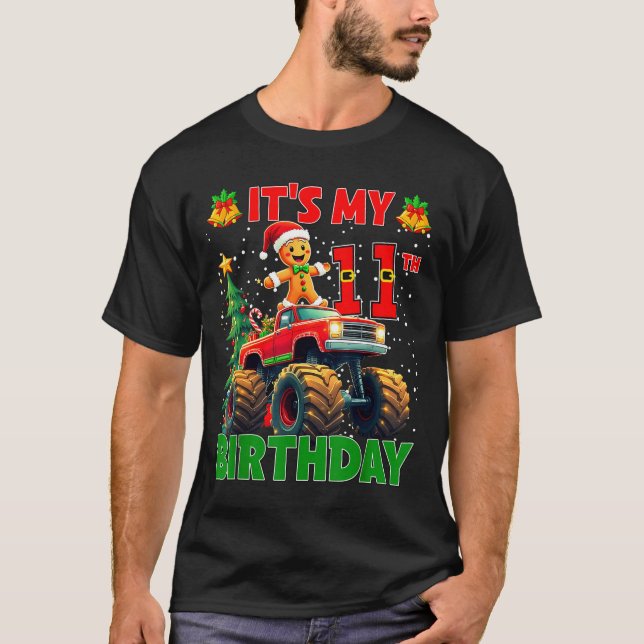 It’s My 11th Birthday Gingerbread Monster Truck Ch T-Shirt (Vorderseite)
