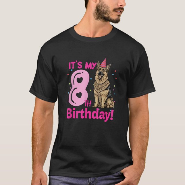 It s My 8th Birthday German Shepherd Dog Lovers 8  T-Shirt (Vorderseite)