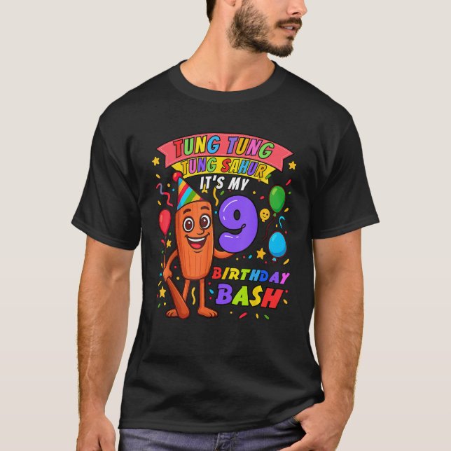 It s My 9Th Birthday Tung Tung Tung Sahur Italian  T-Shirt (Vorderseite)