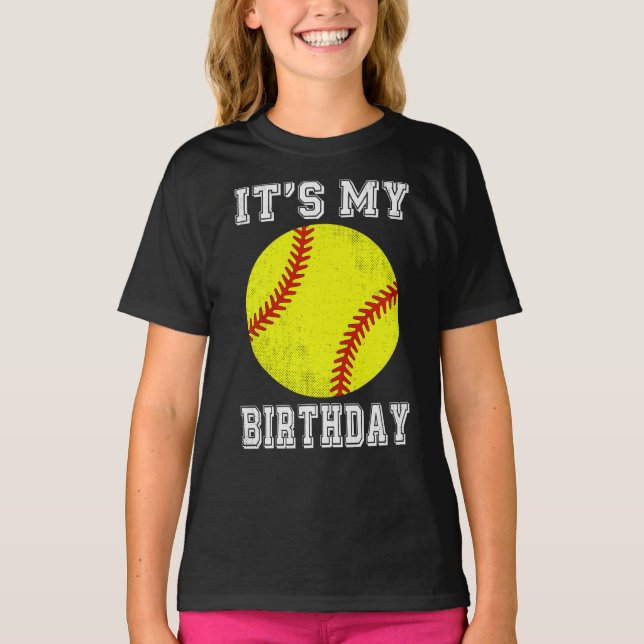 It’s My Birthday Softball Design T-Shirt (Vorderseite)
