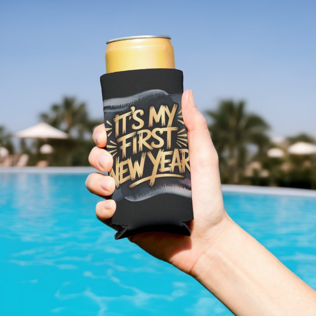 It’s My First New Year in Black and Gold Favor Selters Dosenkühler (In Situ Pool)
