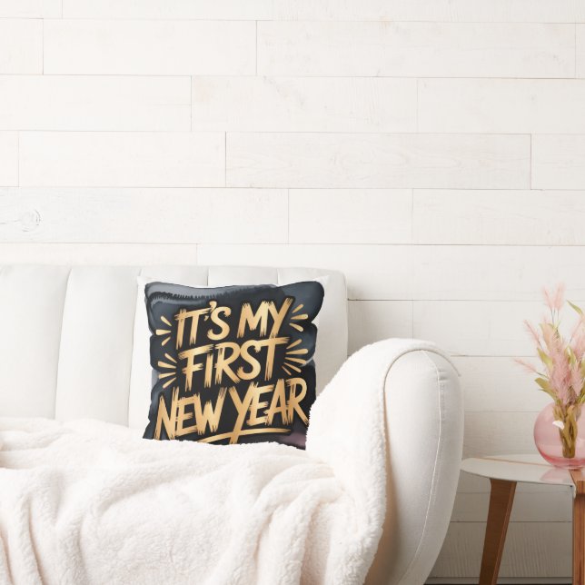 It’s My First New Year in Black and Gold Gift Kissen (Liege)