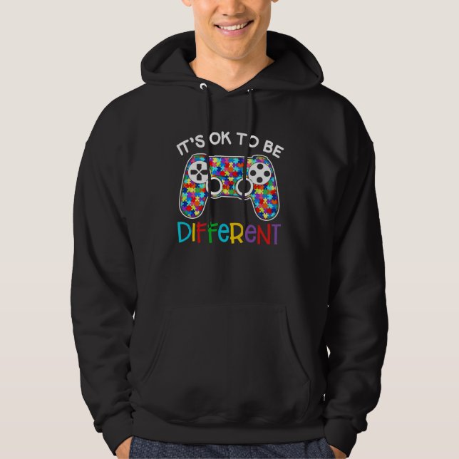 It s Ok To Be Different Games Controller Autism Aw Hoodie (Vorderseite)