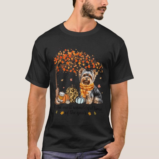 It’s The Most Wonderful Time Yorkie Pumpkins Autum T-Shirt (Vorderseite)