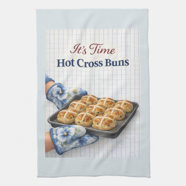 It’s Time – Hot Cross Buns Easter Towel Geschirrtuch (Vertikal)