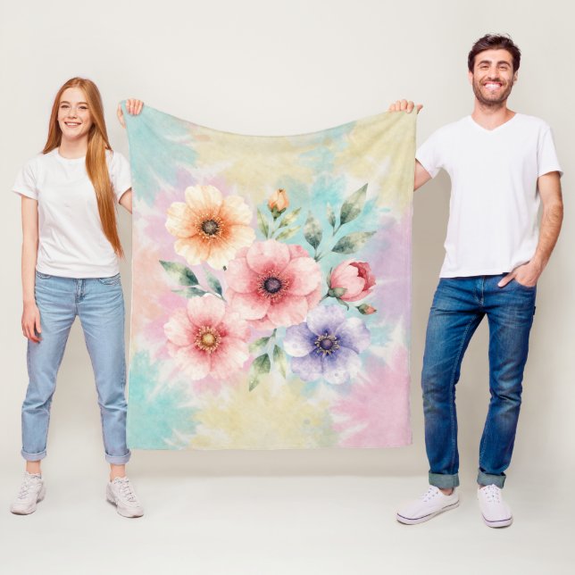 It’s Time To Bloom Tie Dye Florals Fleecedecke (Beispiel)
