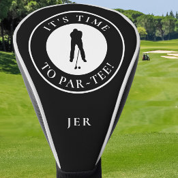 It’s Time to Par-Tee Black & White Monogram Golf Headcover