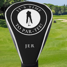 It’s Time to Par-Tee Black & White Monogram Golf Headcover