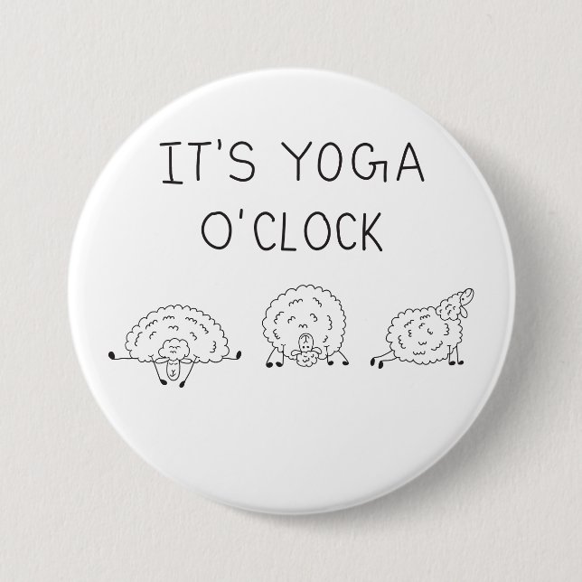 It’s Yoga O’Clock Sheep Button (Vorderseite)