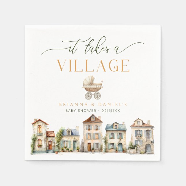 It Takes a Village Baby Shower Napkin Serviette (Vorderseite)