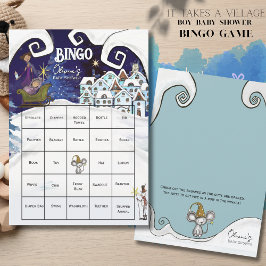 It Takes a Village: Blue Winter Magic Bingo Card Einladung