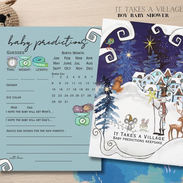 It Takes a Village Ice Blue Baby Prediction Game  Einladung (It Takes a Village Ice Blue Baby Prediction Game Invitation)