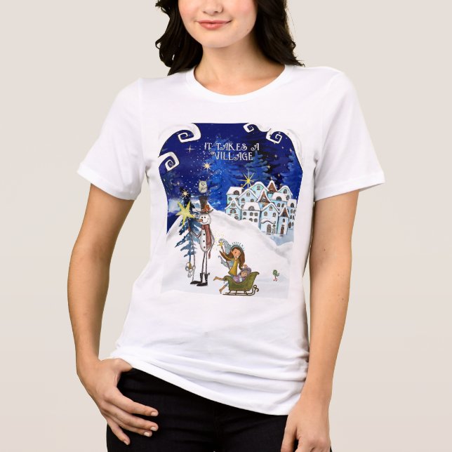 It Takes a Village: Ice Blue Winter Magic Mommy  Tri-Blend Shirt (Vorderseite)