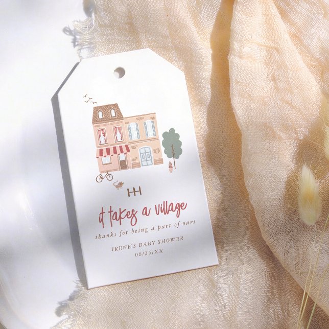 It Takes A Village Modern Baby Shower Thank You Geschenkanhänger (Von Creator hochgeladen)