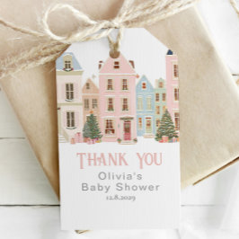 It takes a Village Winter Pink Snow Thank you Geschenkanhänger