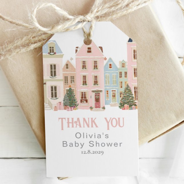 It takes a Village Winter Pink Snow Thank you Geschenkanhänger (Von Creator hochgeladen)