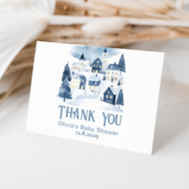 It Takes a Village Winter Snow Baby Shower Dankeskarte