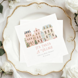 It Takes a Village Winter Whimsical Baby Shower Serviette
