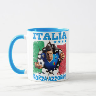 Italia 3D Forza Azzurri Fußball Tasse