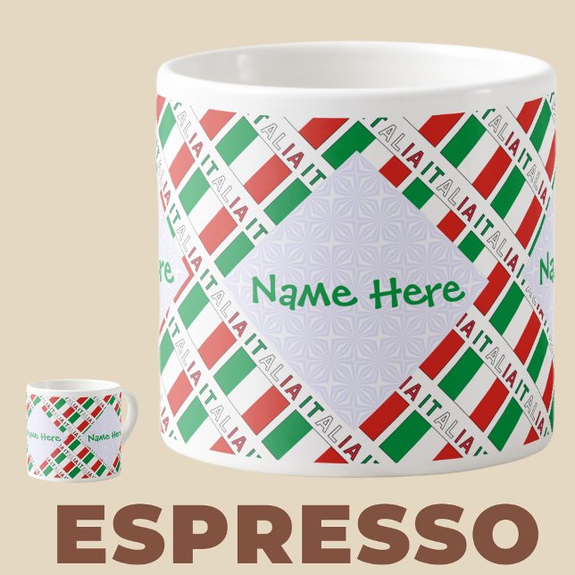 Italia Bandiera Italiana Tiled Green Personalisier Espressotasse (Von Creator hochgeladen)