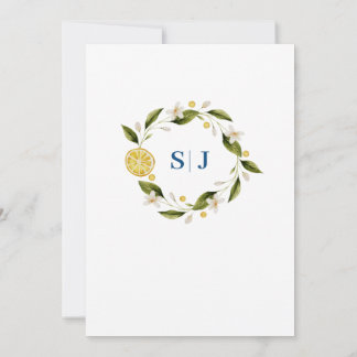 Italia Blue Watercolor Lemon Wedding Einladung