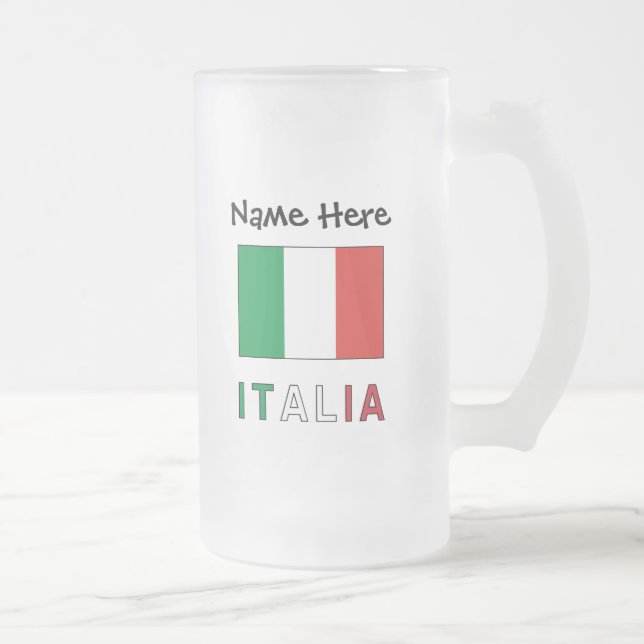 Italia e Bandiera Italiana con il Tuo Nome Mattglas Bierglas (Rechts)