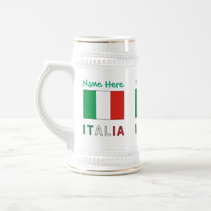 Italia e Bandiera Italiana Grüne Personalisierung Bierglas