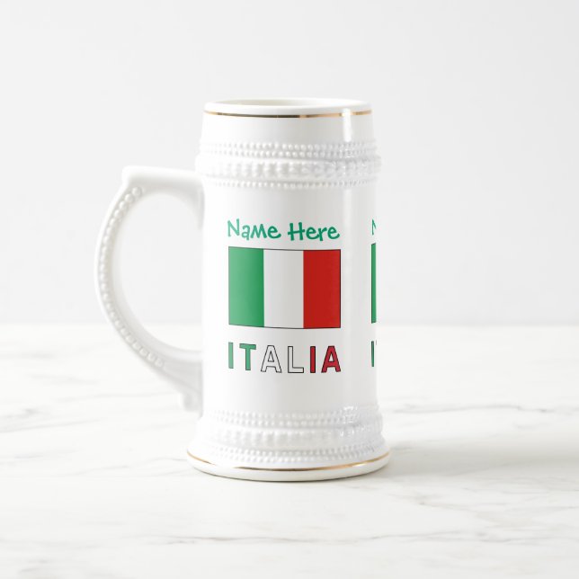 Italia e Bandiera Italiana Grüne Personalisierung Bierglas (Links)