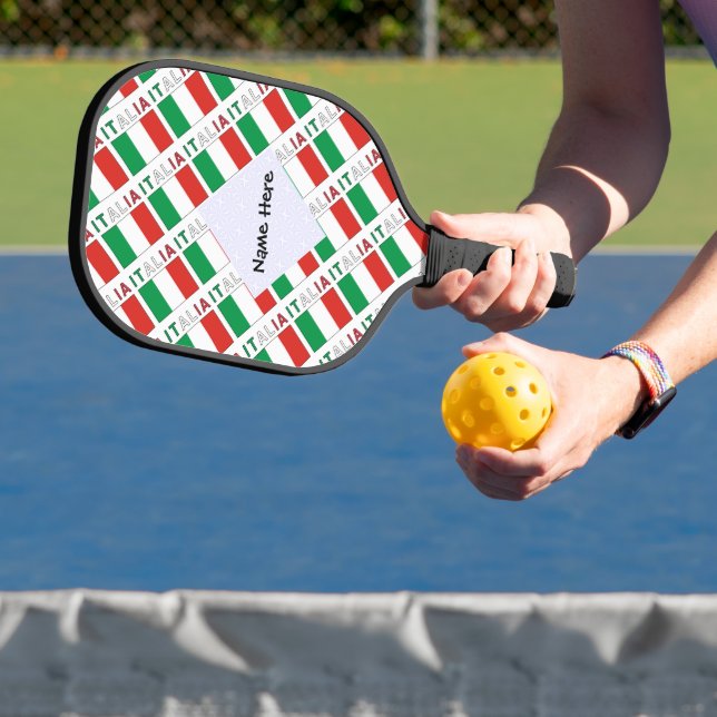 Italia e Bandiera Italiana mit Ihrem Namen Pickleball Schläger (InSitu)
