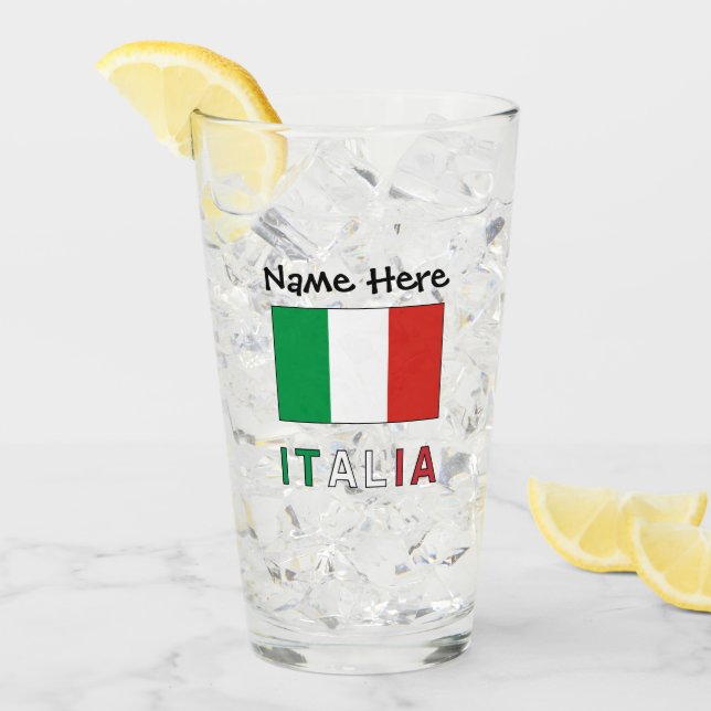 Italia e Bandiera Italiana Personalisiert Glas (Vorderseite Ice)