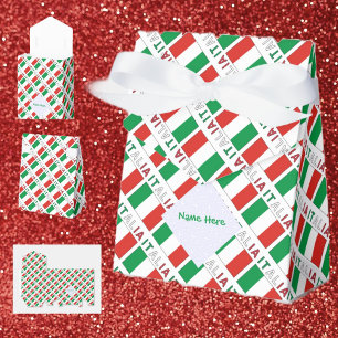 Italia e Bandiera Italiana Tiled Green Personalize Geschenkschachtel