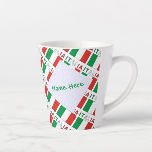 Italia e Bandiera Italiana Tiled Green Personalize Milchtasse
