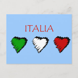 Italia hearts flag of Italy Italian love Postkarte