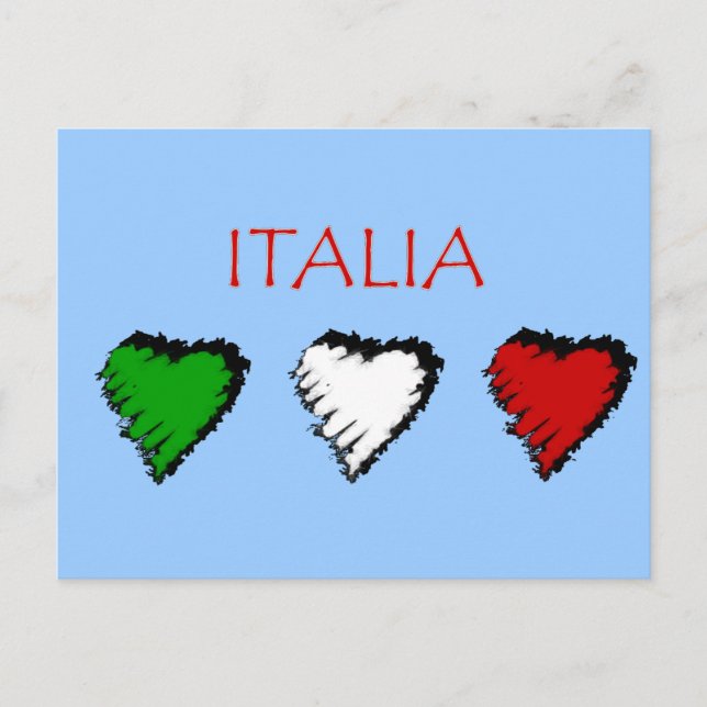 Italia hearts flag of Italy Postkarte (Vorderseite)