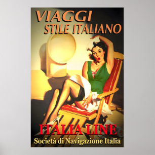 ITALIA LINE Reise im italienischen Stil Schiffspos Poster