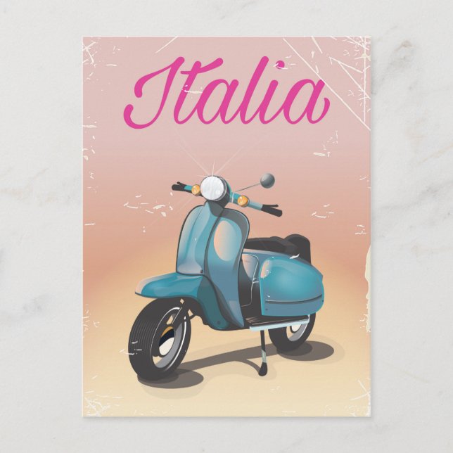 Italia Scooter Reiseplakat Postkarte (Vorderseite)