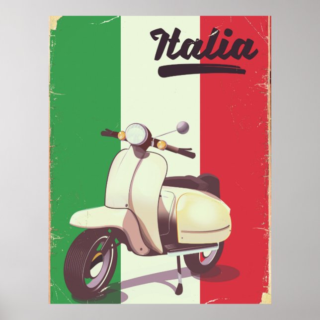 Italia Scooter Vintage Reiseplakat Poster (Vorne)