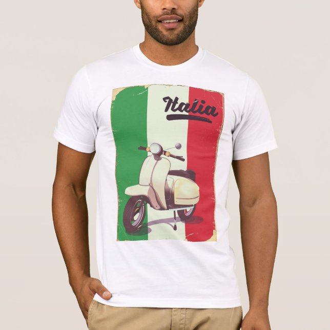 Italia Scooter Vintage Reiseplakat T-Shirt (Vorderseite)