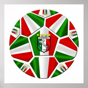 Italia soccer ball Italian flag of Italy panels Poster