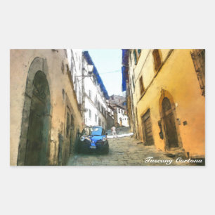 Italia Toskana Cortona. Rechteckiger Aufkleber