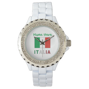 Italia und Bandiera Italiana Green Personalisierun Armbanduhr