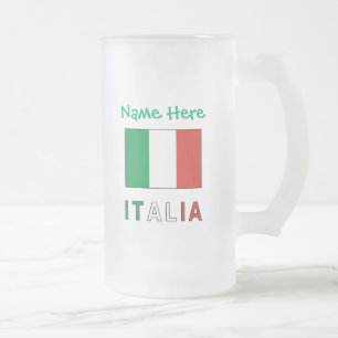 Italia und Italienische Flagge Green Personalisier Mattglas Bierglas