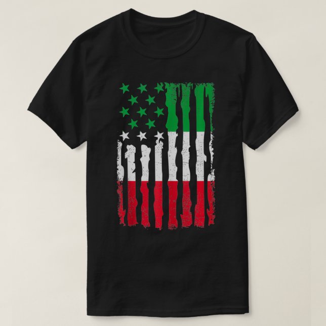 Italian American Pride USA Flag Italy Roots  T-Shirt (Design vorne)
